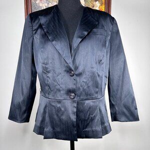 Signature by Larry Levine Blazer Women's 10 Black Striped Businesss Office